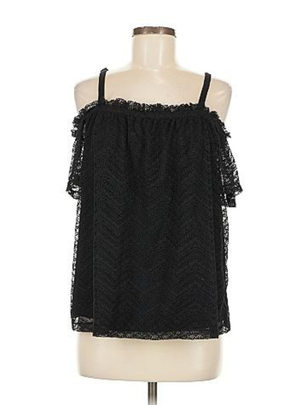 NWT Torrid Women Black Lace Cold Shoulder Top Blouse Size 2 Oversize - Picture 2 of 6